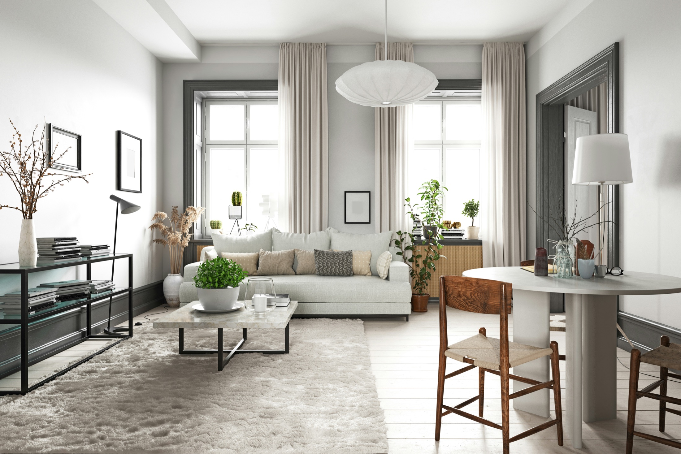 Editorial apartment interior in a neutral palette